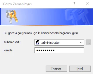 Windows account password prompt for non-interactive Scheduled Task execution.