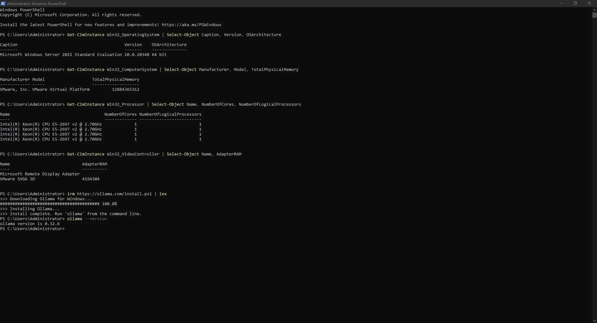Displaying the Ollama version used in the test environment with ollama --version. Displaying the Ollama version used in the test environment with ollama --version.