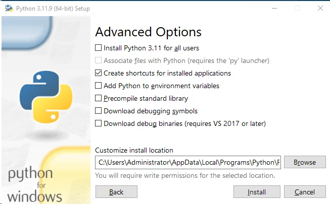 Advanced Options before enabling the environment-variable option. Advanced Options before enabling the environment-variable option.