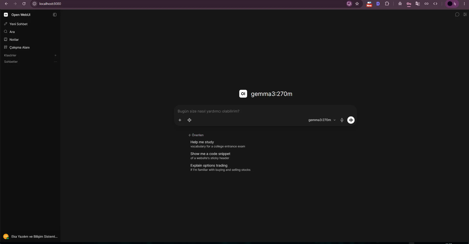 Local gemma3:270m automatically appears in the Open WebUI interface. Local gemma3:270m automatically appears in the Open WebUI interface.