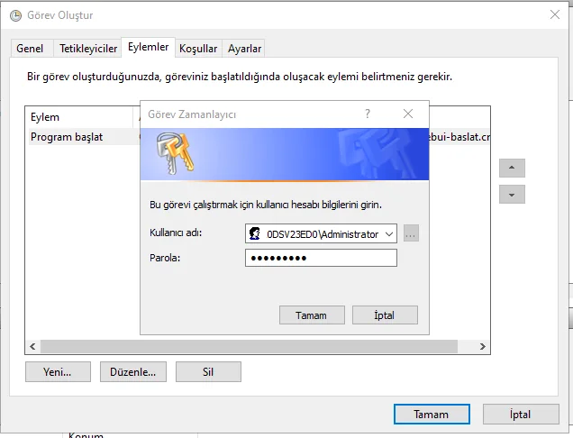 Windows asks for the account password so the task can run without an interactive login. Windows asks for the account password so the task can run without an interactive login.